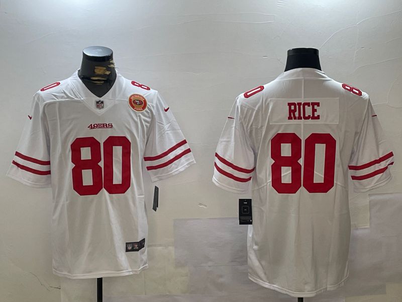 Men San Francisco 49ers 80 Rice White Second generations 2024 Nike Limited NFL Jersey style 5